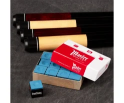 Economy Two-Piece Pool Cue Bundle (4 House Cues Set) -Pool Cue Shop pdeco group chalk